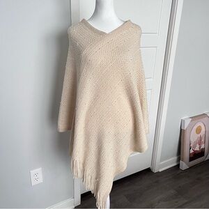 Chic Cream Textured Poncho
